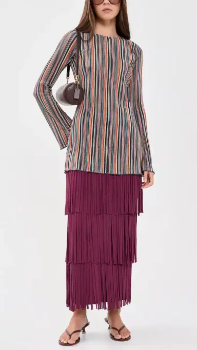 SIMONMILLER Za Za Knit Fringe Skirt Pomegranate | Thumbnail 5 SIMONMILLER Za Za Knit Fringe Skirt Pomegranate | Thumbnail 5