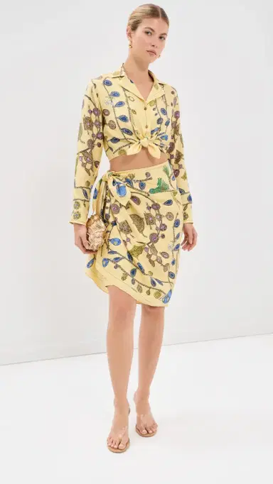 Versace Printed Crop Silk Twill Shirt Burro/Azur/Gold | Thumbnail 5 Versace Printed Crop Silk Twill Shirt Burro/Azur/Gold | Thumbnail 5