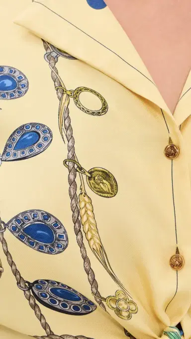 Versace Printed Crop Silk Twill Shirt Burro/Azur/Gold | Thumbnail 6 Versace Printed Crop Silk Twill Shirt Burro/Azur/Gold | Thumbnail 6
