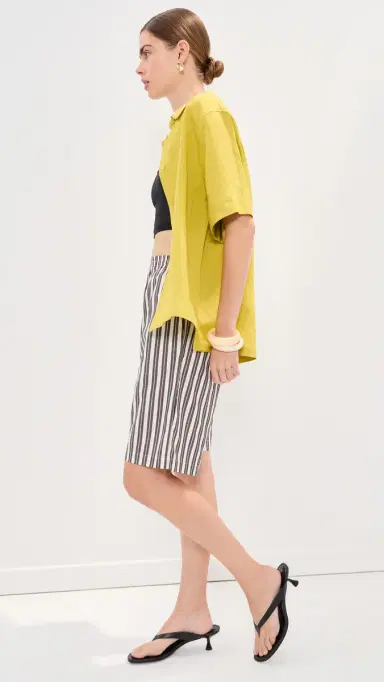 LE BOP Frances Bermuda Shorts White/Grey tripe | Thumbnail 4 LE BOP Frances Bermuda Shorts White/Grey tripe | Thumbnail 4