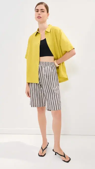 LE BOP Frances Bermuda Shorts White/Grey tripe | Thumbnail 5 LE BOP Frances Bermuda Shorts White/Grey tripe | Thumbnail 5