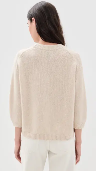 White + Warren Featherweight Cashmere coop Tee Natural Heather | Thumbnail 3 White + Warren Featherweight Cashmere coop Tee Natural Heather | Thumbnail 3