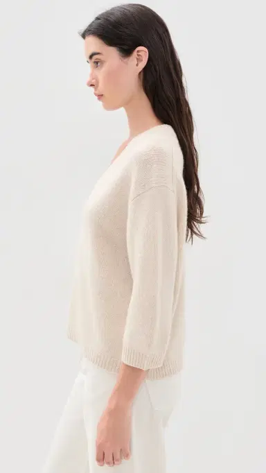 White + Warren Featherweight Cashmere coop Tee Natural Heather | Thumbnail 4 White + Warren Featherweight Cashmere coop Tee Natural Heather | Thumbnail 4