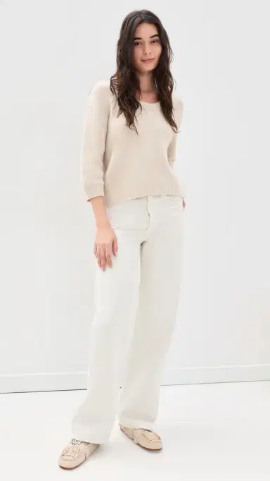 White + Warren Featherweight Cashmere coop Tee Natural Heather | Thumbnail 5 White + Warren Featherweight Cashmere coop Tee Natural Heather | Thumbnail 5