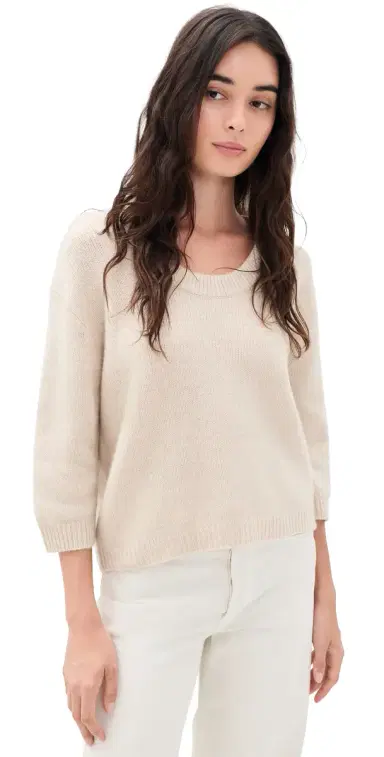 White + Warren Featherweight Cashmere coop Tee Natural Heather | Thumbnail 1 White + Warren Featherweight Cashmere coop Tee Natural Heather | Thumbnail 1