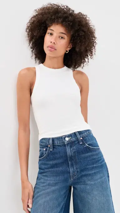 Marine Layer exi Rib Sun-In Crop Tank Top White | Thumbnail 2 Marine Layer exi Rib Sun-In Crop Tank Top White | Thumbnail 2