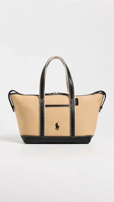 Polo Ralph Lauren Cotton Canvas Small Shopper Tote Porcelain/Black One Size | Thumbnail 2 Polo Ralph Lauren Cotton Canvas Small Shopper Tote Porcelain/Black One Size | Thumbnail 2