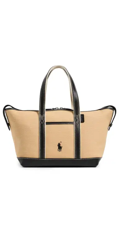 Polo Ralph Lauren Cotton Canvas Small Shopper Tote Porcelain/Black One Size | Thumbnail 1 Polo Ralph Lauren Cotton Canvas Small Shopper Tote Porcelain/Black One Size | Thumbnail 1