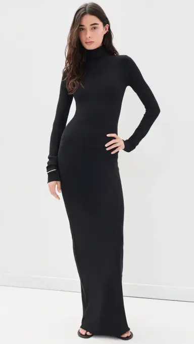 Éterne Long Sleeve Turtleneck Maxi Dress Black | Thumbnail 2 Éterne Long Sleeve Turtleneck Maxi Dress Black | Thumbnail 2