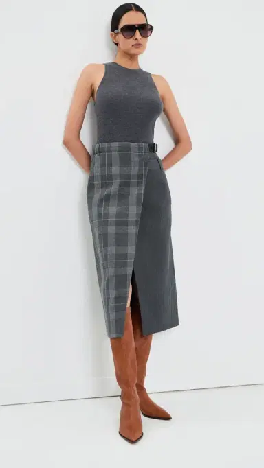 Tibi Feather Weight Ribbed Cut Out Tank Charcoal Grey | Thumbnail 6 Tibi Feather Weight Ribbed Cut Out Tank Charcoal Grey | Thumbnail 6