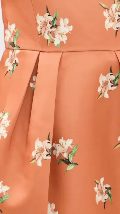 Leo Lin Piper Bell Shape Mini Dress Lily Print in Ochre | Thumbnail 6 Leo Lin Piper Bell Shape Mini Dress Lily Print in Ochre | Thumbnail 6
