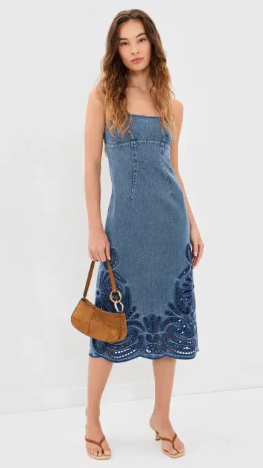 Ulla Johnson The Jane Eyelet Denim Dress River | Thumbnail 5 Ulla Johnson The Jane Eyelet Denim Dress River | Thumbnail 5