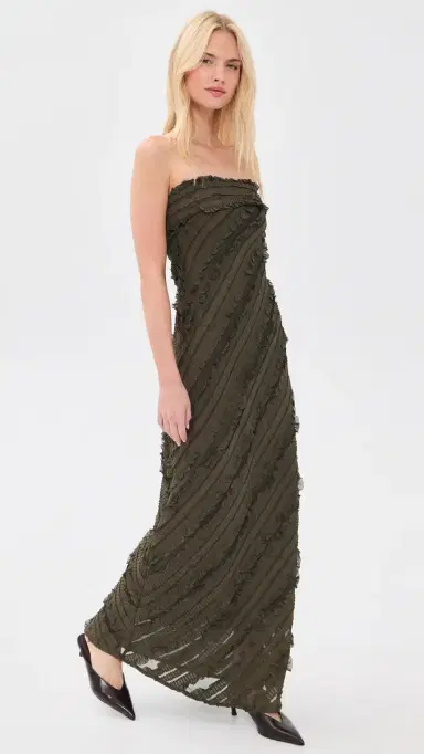 endless rose trapless Ruffled Maxi Dress Olive Brown | Thumbnail 5 endless rose trapless Ruffled Maxi Dress Olive Brown | Thumbnail 5