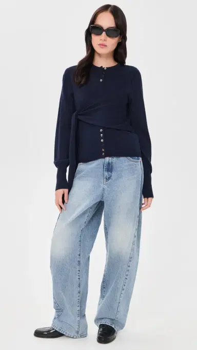 Damson Madder Venna Wrap Cardigan Navy | Thumbnail 5 Damson Madder Venna Wrap Cardigan Navy | Thumbnail 5