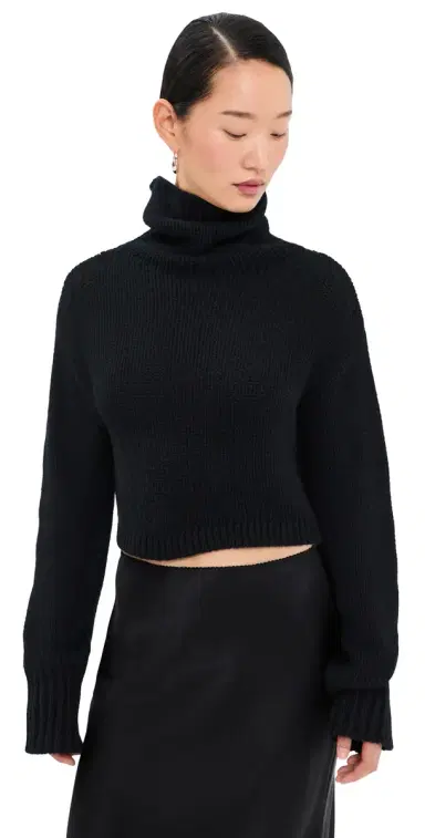 Sablyn Cropped Cashmere Turtleneck Sweater Black | Thumbnail 1 Sablyn Cropped Cashmere Turtleneck Sweater Black | Thumbnail 1