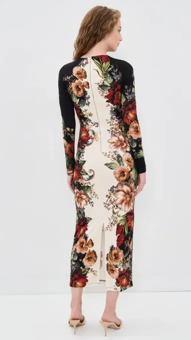 Alice + Olivia Delora Midi Dress Floral Radiance | Thumbnail 3 Alice + Olivia Delora Midi Dress Floral Radiance | Thumbnail 3