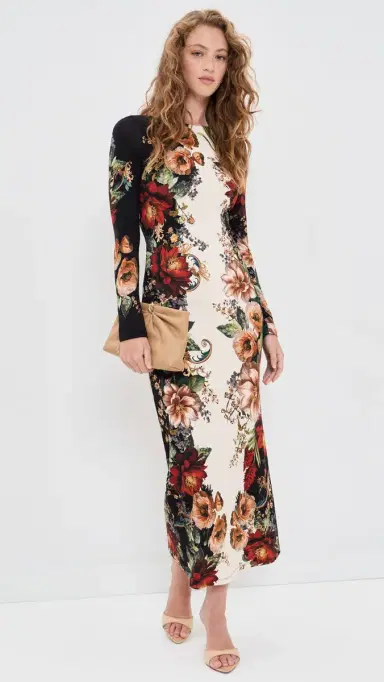 Alice + Olivia Delora Midi Dress Floral Radiance | Thumbnail 5 Alice + Olivia Delora Midi Dress Floral Radiance | Thumbnail 5