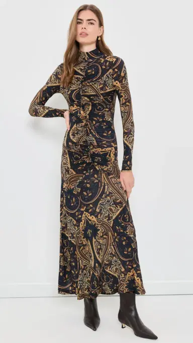 Ulla Johnson Ida Long Sleeve Jersey Dress Twilight aisley | Thumbnail 2 Ulla Johnson Ida Long Sleeve Jersey Dress Twilight aisley | Thumbnail 2