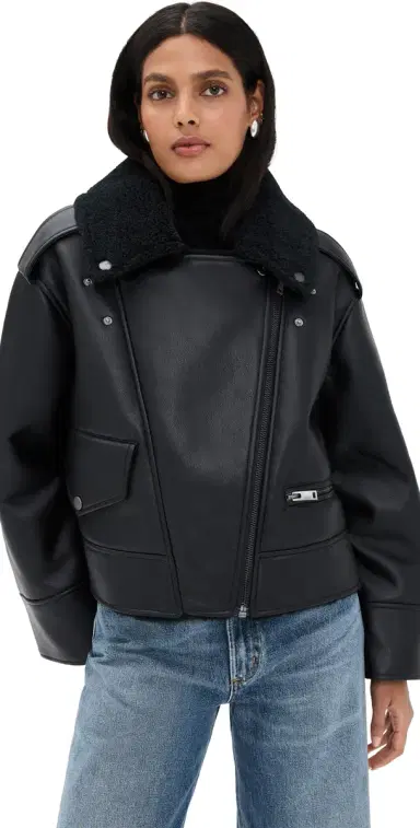 UGG Finnian uxefluff Faux eather Moto Jacket Black | Thumbnail 1 UGG Finnian uxefluff Faux eather Moto Jacket Black | Thumbnail 1