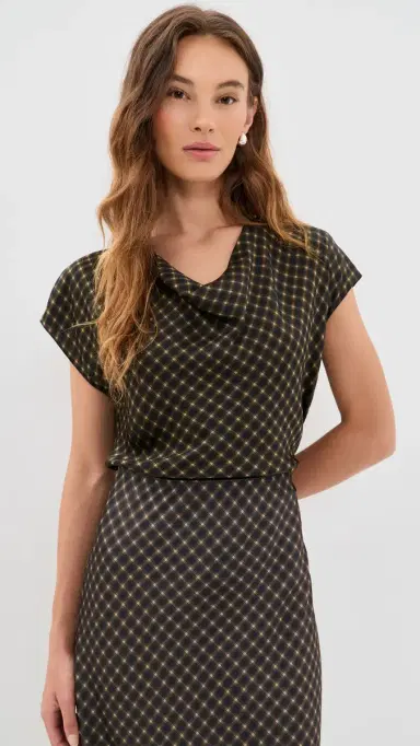 Vince Ombre Plaid ilk Blouse Black/Camel | Thumbnail 2 Vince Ombre Plaid ilk Blouse Black/Camel | Thumbnail 2