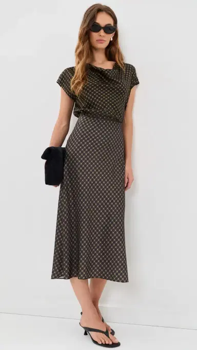 Vince Ombre Plaid ilk Blouse Black/Camel | Thumbnail 5 Vince Ombre Plaid ilk Blouse Black/Camel | Thumbnail 5