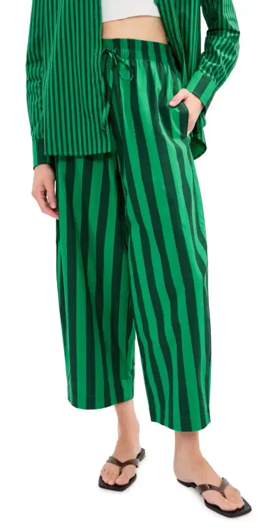LE BOP Marcella Barrel Pants Green/Dark Green tripe | Thumbnail 1 LE BOP Marcella Barrel Pants Green/Dark Green tripe | Thumbnail 1