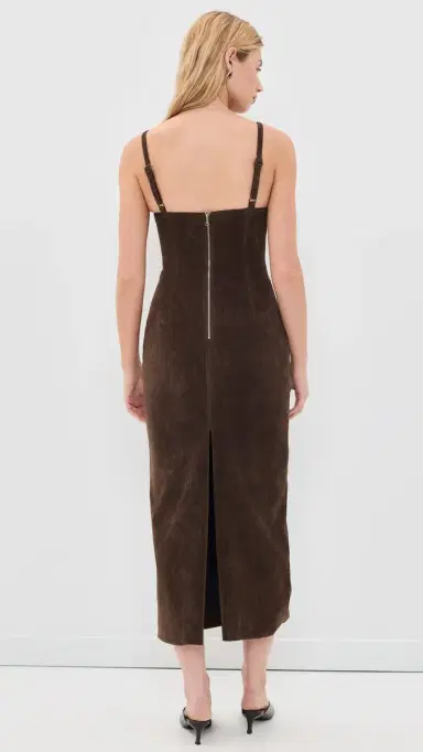 Bardot Estine Faux Suede Midi Dress Dark Choco | Thumbnail 3 Bardot Estine Faux Suede Midi Dress Dark Choco | Thumbnail 3