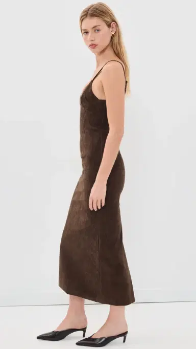 Bardot Estine Faux Suede Midi Dress Dark Choco | Thumbnail 4 Bardot Estine Faux Suede Midi Dress Dark Choco | Thumbnail 4
