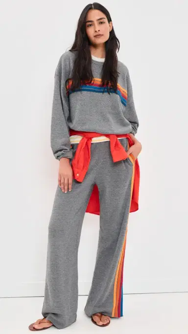 Aviator Nation 5 tripe Relaxed Crew Sweatshirt Heather Grey | Thumbnail 5 Aviator Nation 5 tripe Relaxed Crew Sweatshirt Heather Grey | Thumbnail 5
