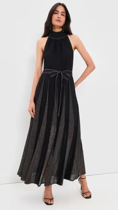 Zimmermann Valiant Metallic Halter Dress Black/Gold | Thumbnail 2 Zimmermann Valiant Metallic Halter Dress Black/Gold | Thumbnail 2