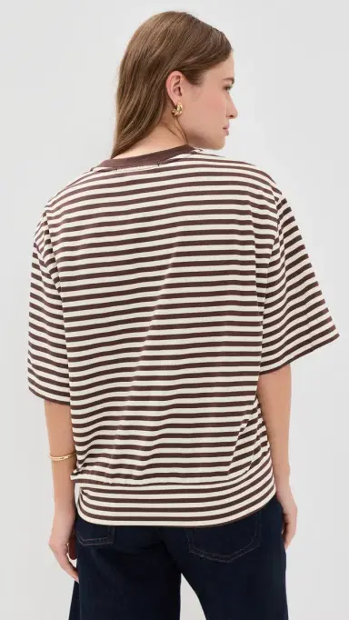 LIONESS Olsen Knit Tee Dark Chocolate tripe | Thumbnail 3 LIONESS Olsen Knit Tee Dark Chocolate tripe | Thumbnail 3