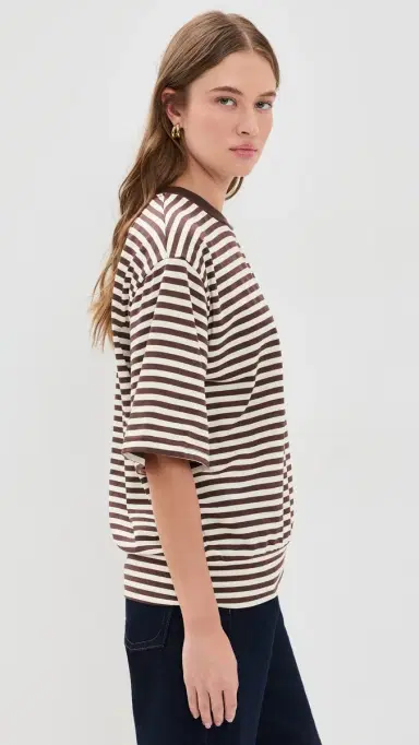 LIONESS Olsen Knit Tee Dark Chocolate tripe | Thumbnail 4 LIONESS Olsen Knit Tee Dark Chocolate tripe | Thumbnail 4