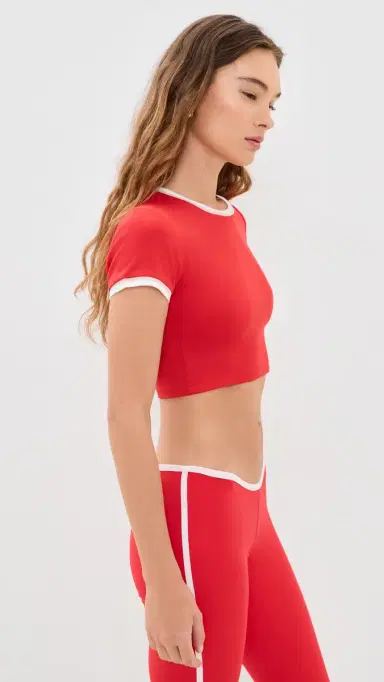 LIONESS aguna Cropped Tee Crimson | Thumbnail 4 LIONESS aguna Cropped Tee Crimson | Thumbnail 4