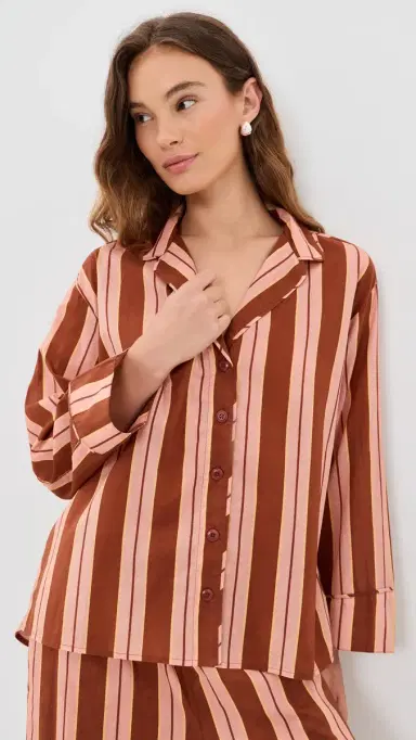 The Great. The Pajama Shirt Ganache Stripe | Thumbnail 2 The Great. The Pajama Shirt Ganache Stripe | Thumbnail 2