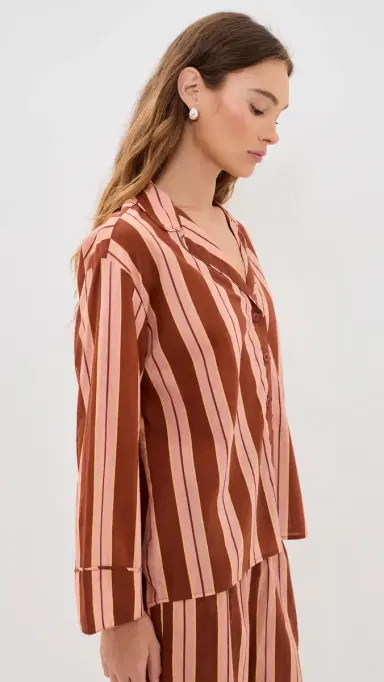 The Great. The Pajama Shirt Ganache Stripe | Thumbnail 4 The Great. The Pajama Shirt Ganache Stripe | Thumbnail 4