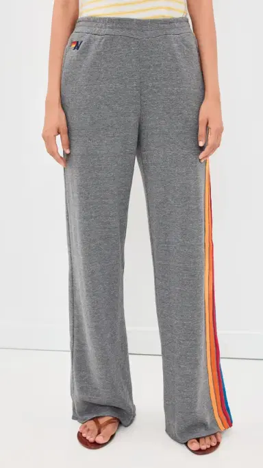 Aviator Nation 5 tripe Wide Leg Sweatpants Heather Grey | Thumbnail 2 Aviator Nation 5 tripe Wide Leg Sweatpants Heather Grey | Thumbnail 2