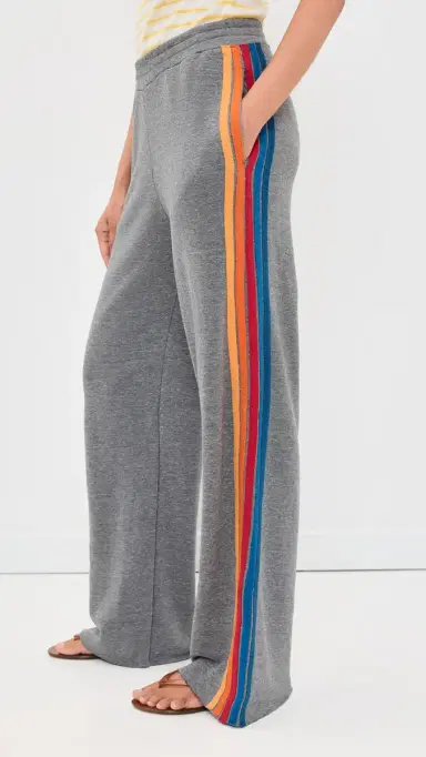 Aviator Nation 5 tripe Wide Leg Sweatpants Heather Grey | Thumbnail 4 Aviator Nation 5 tripe Wide Leg Sweatpants Heather Grey | Thumbnail 4