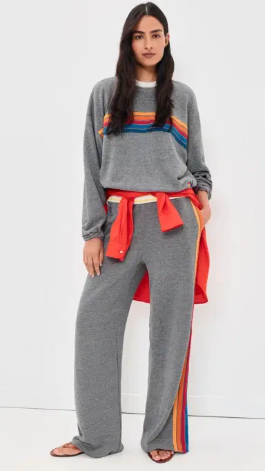Aviator Nation 5 tripe Wide Leg Sweatpants Heather Grey | Thumbnail 5 Aviator Nation 5 tripe Wide Leg Sweatpants Heather Grey | Thumbnail 5