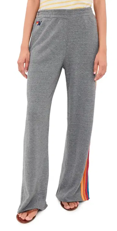 Aviator Nation 5 tripe Wide Leg Sweatpants Heather Grey | Thumbnail 1 Aviator Nation 5 tripe Wide Leg Sweatpants Heather Grey | Thumbnail 1