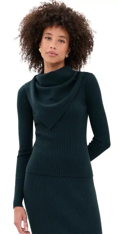 Zimmermann Valiant Scarf Pullover Bottle Green | Thumbnail 1 Zimmermann Valiant Scarf Pullover Bottle Green | Thumbnail 1
