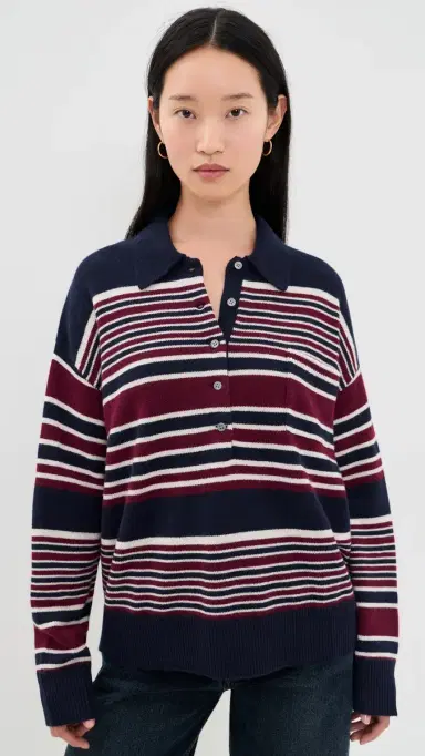 Good American The Oversized Rugby Sweater Multi tripe | Thumbnail 2 Good American The Oversized Rugby Sweater Multi tripe | Thumbnail 2