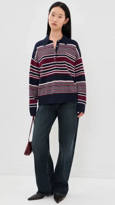 Good American The Oversized Rugby Sweater Multi tripe | Thumbnail 5 Good American The Oversized Rugby Sweater Multi tripe | Thumbnail 5
