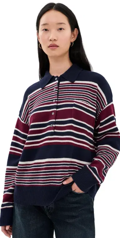 Good American The Oversized Rugby Sweater Multi tripe | Thumbnail 1 Good American The Oversized Rugby Sweater Multi tripe | Thumbnail 1