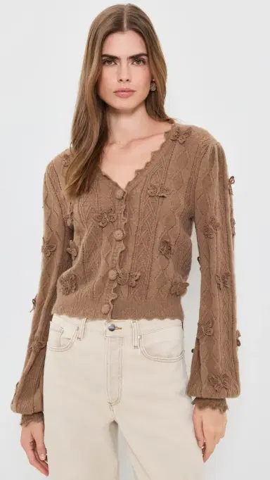 Farm Rio Richilieu Butterflies Artisanal Knit Cardigan and | Thumbnail 2 Farm Rio Richilieu Butterflies Artisanal Knit Cardigan and | Thumbnail 2