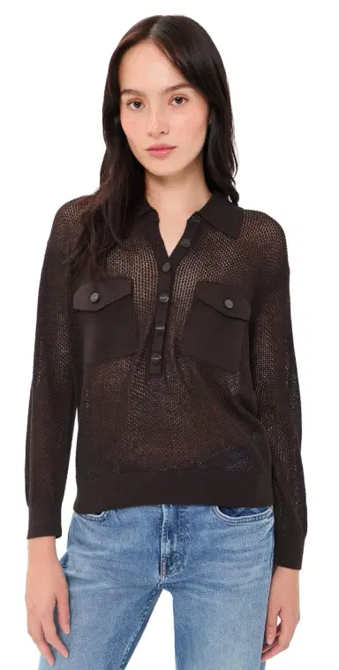 L'Agence Carine Pointelle Collared Sweater | Thumbnail 1 L'Agence Carine Pointelle Collared Sweater | Thumbnail 1