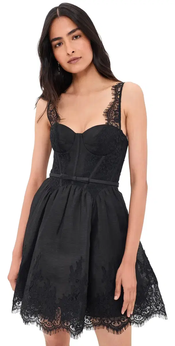 Valiant Lace Trim Mini Dress Black Valiant Lace Trim Mini Dress Black