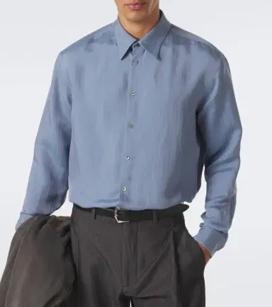 Giorgio Armani Chevron silk jacquard shirt | Thumbnail 6 Giorgio Armani Chevron silk jacquard shirt | Thumbnail 6