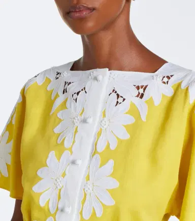 Valentino Embroidered linen midi dress | Thumbnail 4 Valentino Embroidered linen midi dress | Thumbnail 4