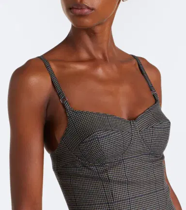 Mugler Houndstooth wool midi dress | Thumbnail 4 Mugler Houndstooth wool midi dress | Thumbnail 4