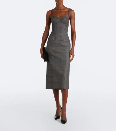 Mugler Houndstooth wool midi dress | Thumbnail 5 Mugler Houndstooth wool midi dress | Thumbnail 5